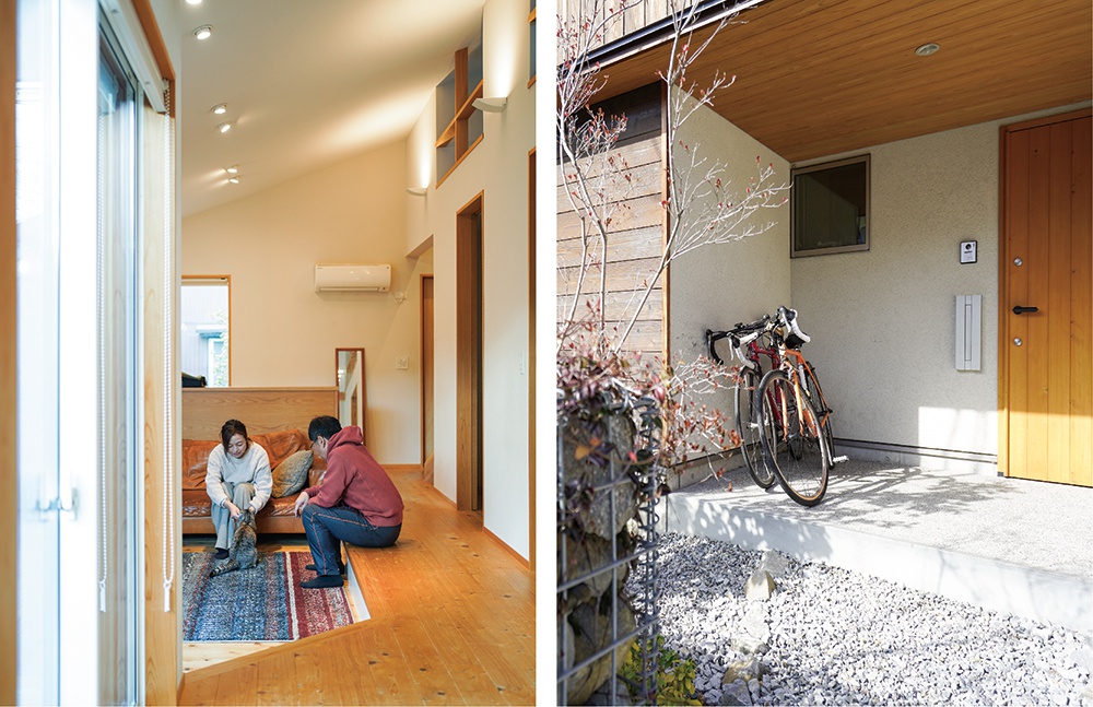 住宅地に建つ　タテに長い平屋の家